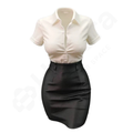 White blouse and black skirt on a white background