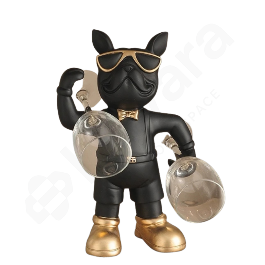 Black Wine and Glasses Holder