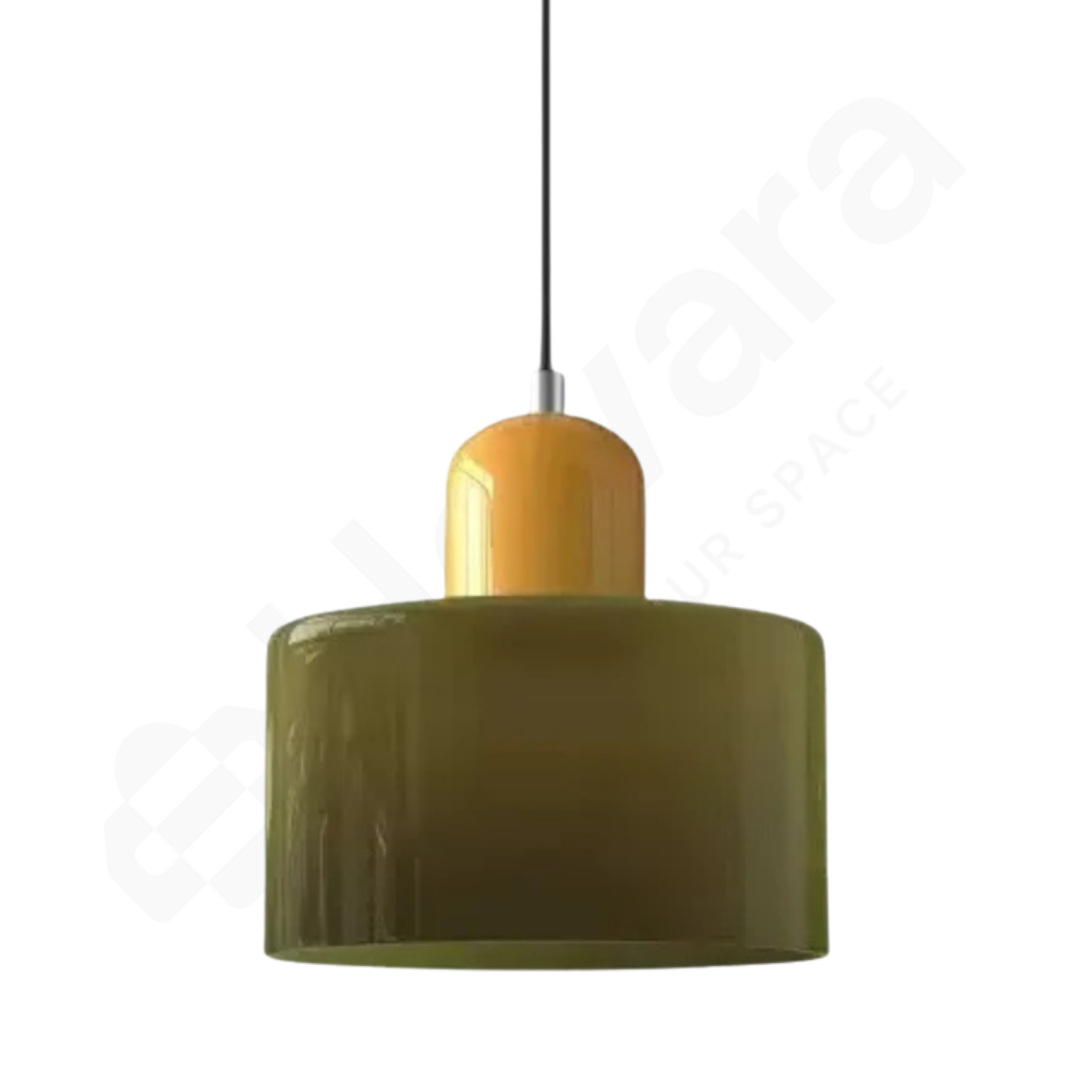 Green Glass with yellow Bayonet against a white background with logo watermark