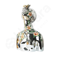 Decorative bust floral design on a white background