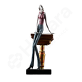Statue of a person on a pedestal with a white background