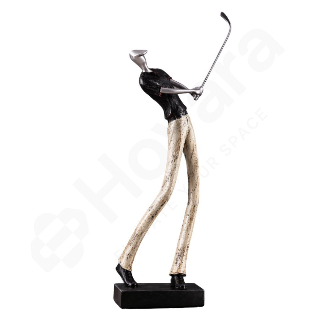 Statue of a person playing the violin on a white background