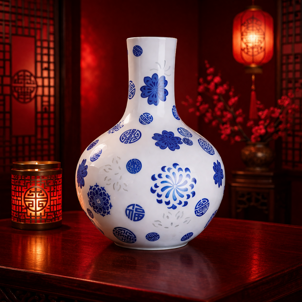 Hero Blue & White Vase