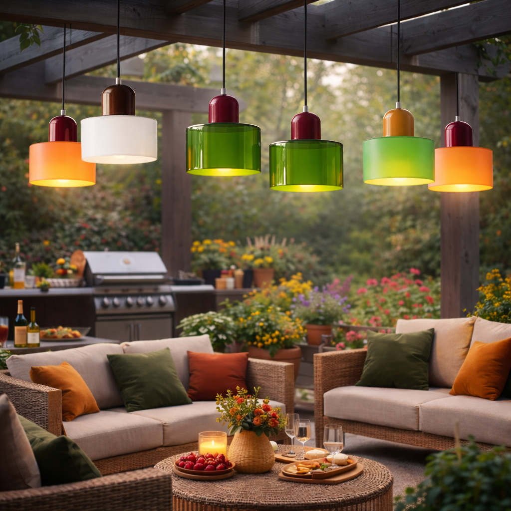 Garden setting background with a mix of coloured shades with different coloured bayonets