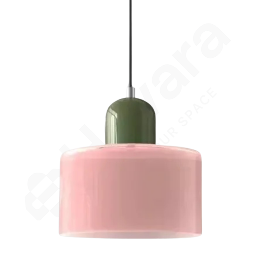 Pink Glass with green Bayonet against a white background with logo watermark