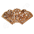 Wooden decorative panel with intricate carvings on a white background