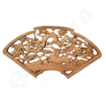 Wooden decorative panel with intricate carvings of dragons and deer on a white background