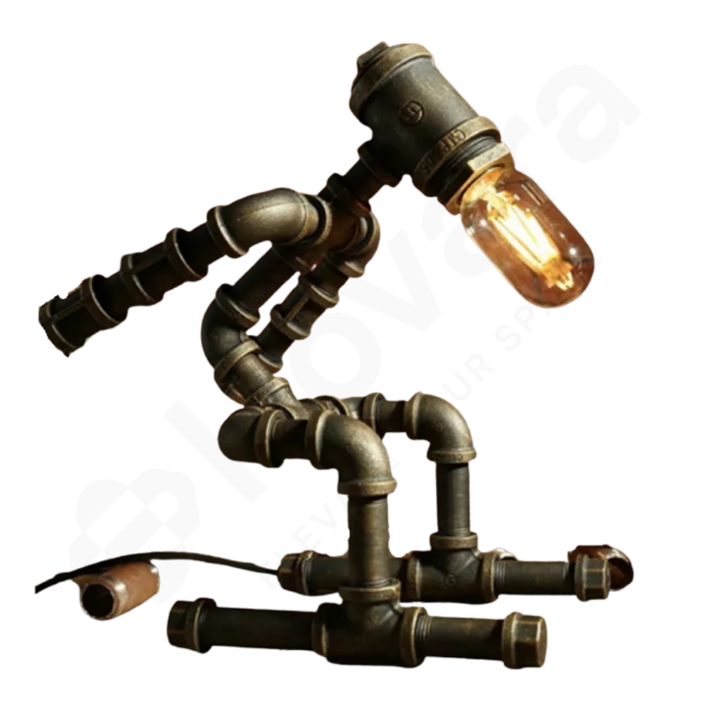 Steampunk-style lamp with弯曲管道设计