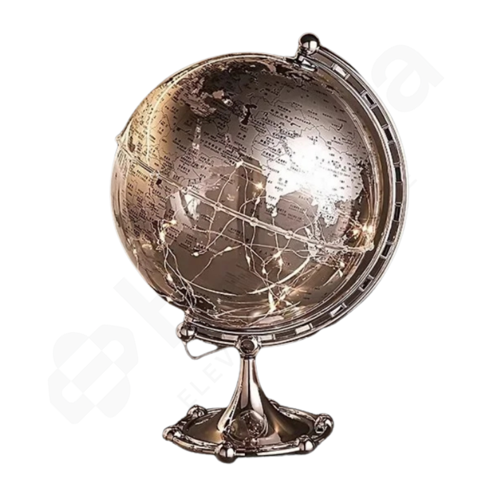 Gold coloured globe