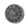 Decorative wall clock with gear design on a white background