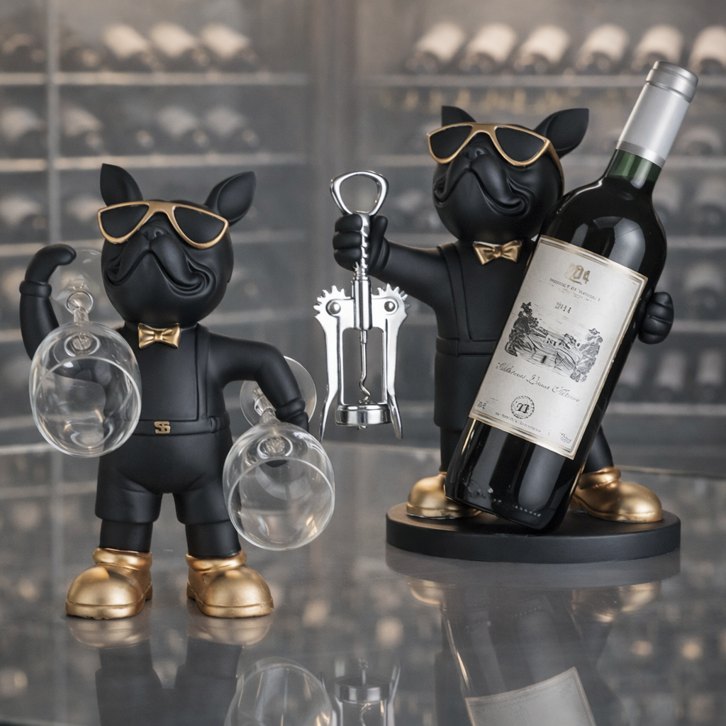 Hero Black Wine & Glasses Holder