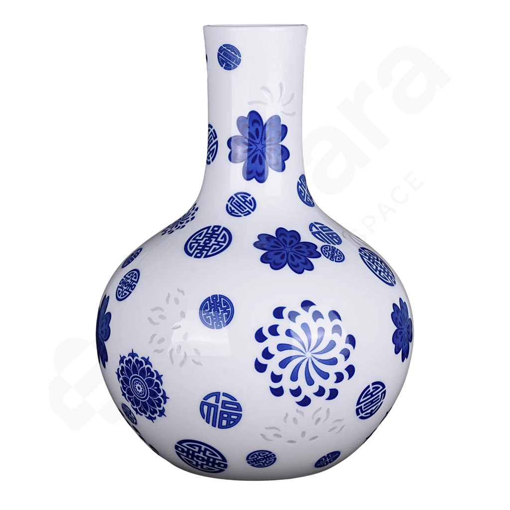 Sphere Blue & White Vase