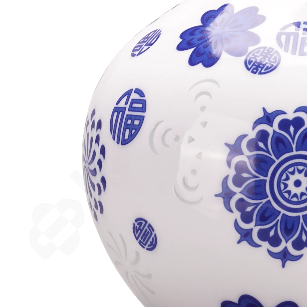 Sphere Blue & White Vase Close Up