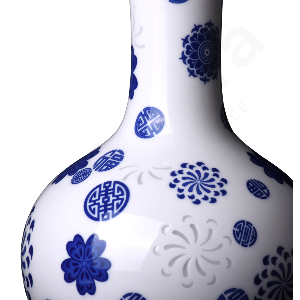Sphere Blue & White Vase Close Up