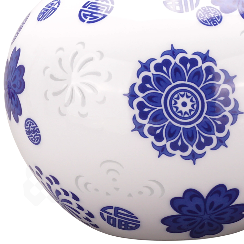 Sphere Blue & White Vase Close Up