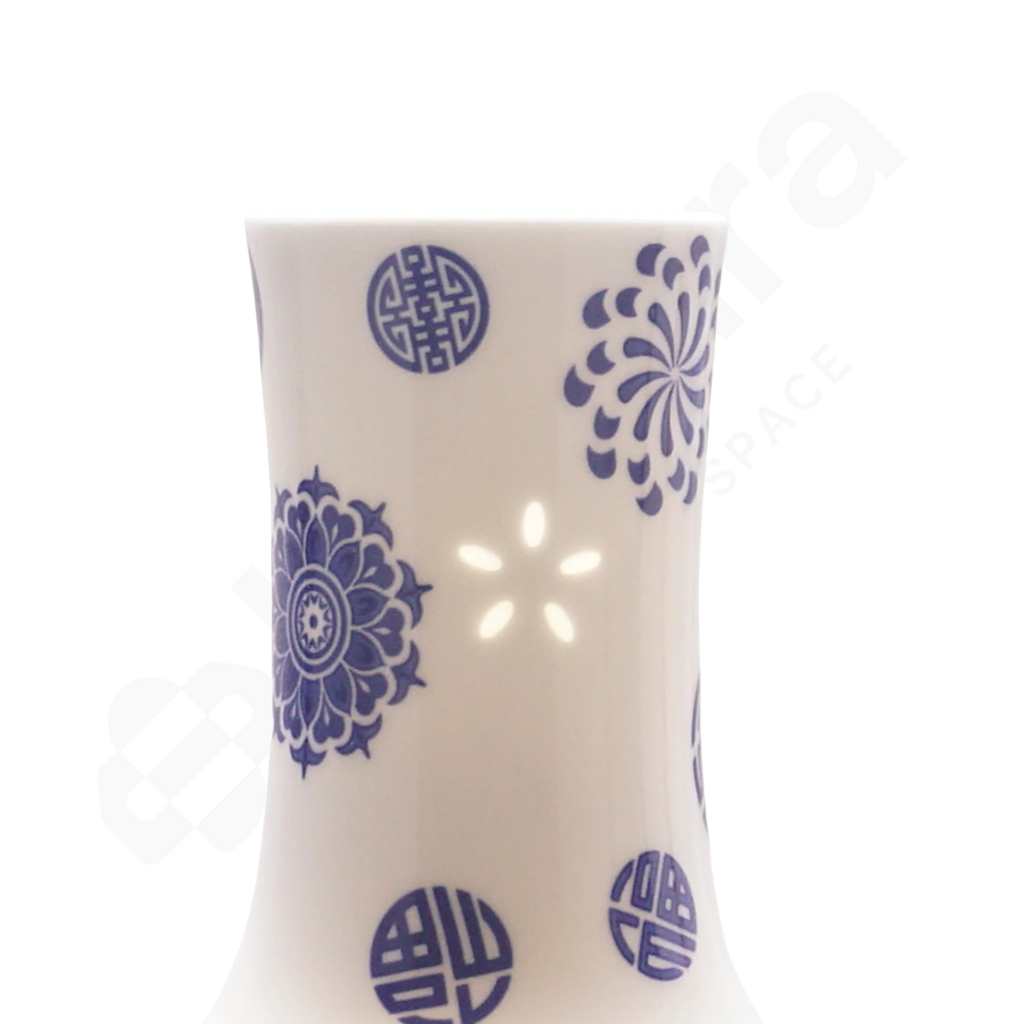 Sphere Blue & White Vase Close Up